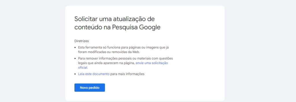 Atualizar Conteúdo no Google